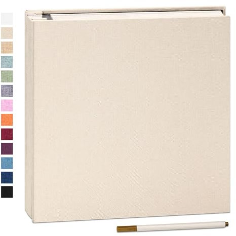 Yopih Selbstklebende 10x15 Fotoalbum Einkleben und zum Selbstgestalten Groß leinen Photoalbum mit 40 weißen Seiten, Hochzeit Jahrestag Geburtstag Geschenke, mit einem Kugelschreiber, 28x27cm