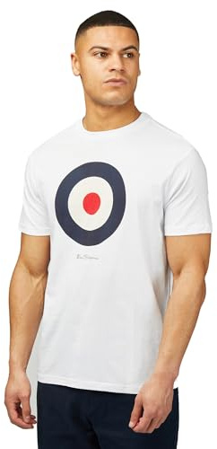 Ben Sherman Herren-T-Shirt, klassische Passform, kurzärmelig, weiß, M