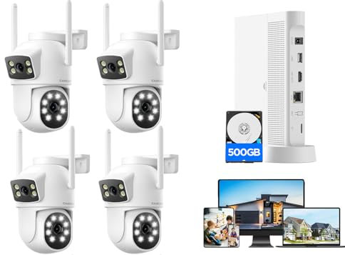 CAMCAMP Wireless CCTV Camera Systems,CCTV Camera Systems with 2-Way Audio,Dual Lens Dual Screen,10CH NVR&500GB HDD,2K Color Night Vision,Motion Detection,24/7 Recording,2.4G/5G WiFi