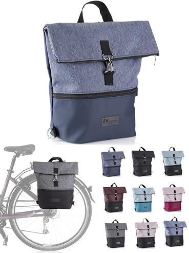 BambiniWelt Fahrradtasche mit Rucksackfunktion – Gepäckträgertasche 20 l, wasserabweisend & leicht zu befestigen, für Arbeit, Freizeit & Sport, für Fahrrad & E-Bike, Farbe: blau-blau