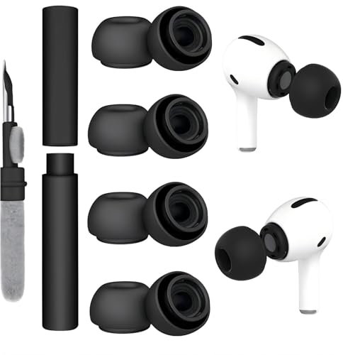 Ersatz Ohrstöpsel für Airpods Pro und AirPods Pro 2 mit Loch zur Geräuschreduzierung, 4 Paar Silikon Ohrstöpsel für Airpods Pro Aufsätze mit tragbarer Aufbewahrungsbox(M)