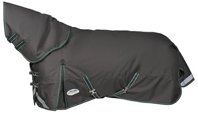 WeatherBeeta ComFiTec Plus Dynamic II Detach-A-Neck Medium Horse Turnout Rug, Grey/Dark Green/White, 6'6