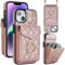 Draamvol for iPhone 13 Case Wallet Shockproof Leather iPhone 13 Phone Case with Card Holder Ring Holder Detachable Necklace Magnetic RFID Blocking Air Bumper Cover,Rose Gold