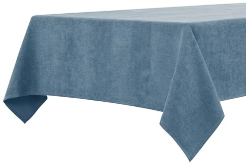 BALCONY & FALCON Table Cloth Waterproof Washable Ocean Blue 145x300cm | Rectangular, Faux Linen, Heavyweight, Wrinkle Resistant, Wipe Clean, Farmhouse, Dining, Kitchen, Wedding, Party, Outdoor