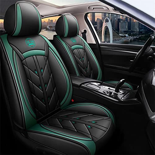 maiqiken Autositzbezug Für Audi Q5 SQ5 2008-2025 Komplettset 5 Sitze sitzbezüge Allwettereinsatz Auto PU Ledersitzbezug Vorne und Hinten 5 Stück, Standard Version - Grün