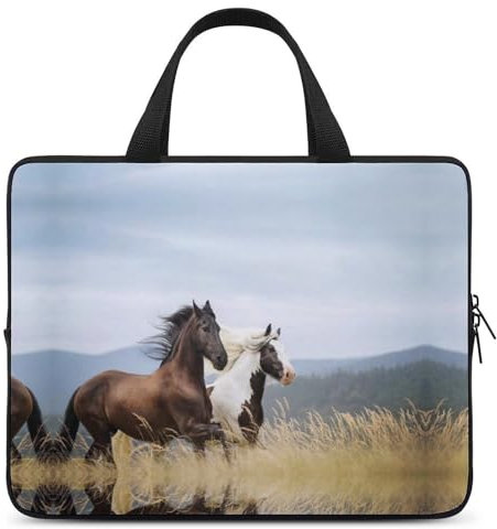 JZemdybill 15 Zoll Laptoptasche, Pferde-Laptophülle, Laptoptasche mit Griff