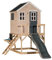 Wendi Toys M22G-K Spielhaus Kinder Outdoor mit Rutsche und Matschküche, 310 x 197 x 242 cm, Grau, FSC Holz, Kinderspielhaus für Garten, Gartenhaus für Kinder 3-7 Jahre, Outdoor-Abenteuer im Freien