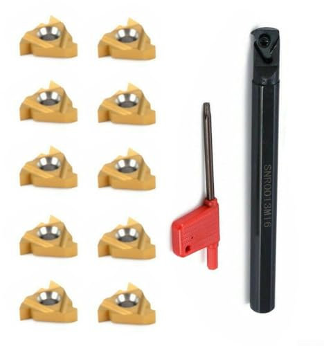 Besttoolifes Tornio Utensile Filettatura Interna SNR0013M16 Barra Alesatura Porta Utensili Tornio Con 10Pcs 16IR AG60 Inserti Filettatura Interna Carburo