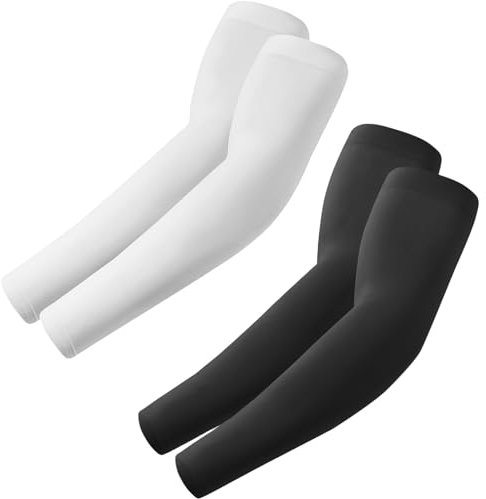 fuinloth 2 Paare Gaming Arm Sleeves, Arm Stulpen Armschoner für Damen/Herren, Volleyball Basketball Sport Ärmel Schwarz+Weiß