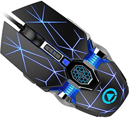 Angoily Ratón USB Cable Óptico para Computadora Luces Led para Gamer Diseño Ergonómico