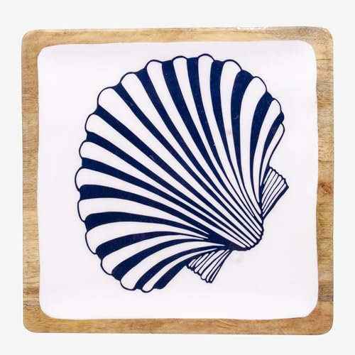 Better & Best Plato Cuadrado Grande Madera Concha Azul