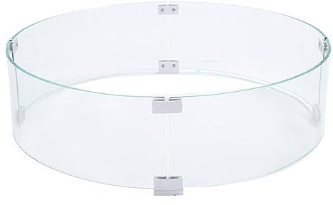 Ausla Pare-Brise en Verre trempé, Pare-Vent Rond Transparent pour Foyer, Diamètre 650 Mm, épaisseur 6 Mm, 4 Panneaux avec 12 Clips