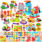 Aprilwolf - 75 Pieces 4 in 1 Set for Kids Ages 3-4-8, Dough Tool Kit for Art Crafts, Ice Cream Set, Noodles, Burgers, Dessert Maker, Creations