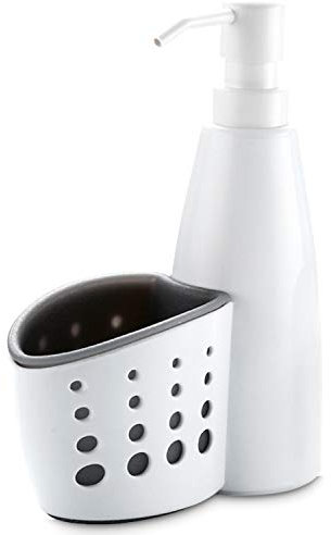 400 Ml Seifenspender mit Schwammhalter, Große Kapazität Küchenspüle Arbeitsplatte Flüssighandseife Flaschen Pumpe Caddy, 360 Grad Drehgelenk, 400 Ml für Badezimmer, Küche