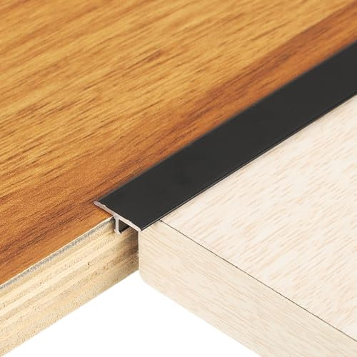 sourcing map 3Pcs 2.9ft x 0.47 t Molding Floor Transition Strips, Aluminium Alloy Vinyl Flooring Gap Trim for Joining Laminate Planks Tiles Floor Gaps, Black