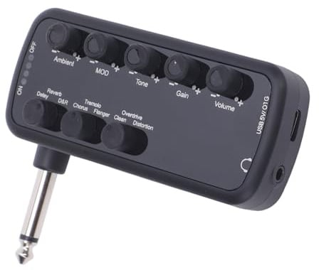 Amplificatore per Chitarra Portatile Ricaricabile USB, Effetti Integrati