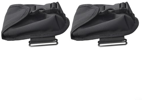 HEBEOT Lot de 2 poches de poids de plongée en nylon 1000D pour bandes de réservoir, ceintures de taille, plaques arrière et donuts 13 × 13 × 5 cm (noir)