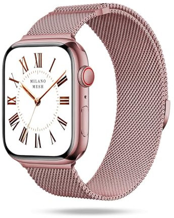 ONEFLOW Milano Mesh compatibile con Apple Watch SE 1 (40 mm), cinturino in metallo elegante Milanese Loop in acciaio inox, magnetico, iWatch bracciali in metallo da donna, Toscana rosa