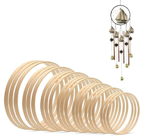 21 Stück Bambus Holzringe zum Basteln, Traumfänger Makramee Ringe Holz 7 Größen 8/10/13/15/17/18/20cm Dekoringe zum Hängen für Traumfänger, Hochzeitskranz und Wandbehang Handwerk