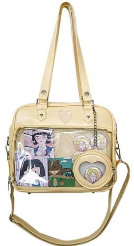 JIABAOZ Ita Bag Crossbody Kawaii-Tasche Handtaschen Mit JK Kawaii Schultertasche Mit Einsatz Anime Pins Display (gelb)