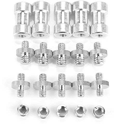 Oytrui 20pcs 1 4 Pollici da 8 Pollici Viti Adattatrici Filettate, Accessorio per Supporto per la Spia della Telecamera in Metallo, con Viti Adattatrici a 4, per Attrezzatura