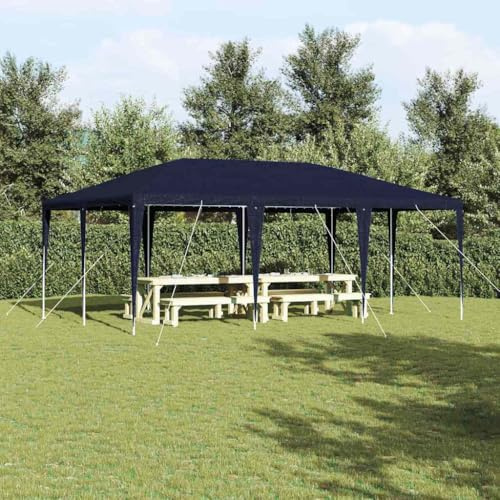 HETFTJN Partyzelt 600x400x266 cm Blau Weiß Pavillon faltbar mit pulverbeschichtetem Stahlrahmen UVbeständig und stabil für Garten Hochzeit Grill und Camping
