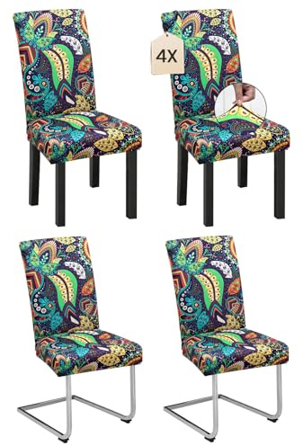 Dmyifan 4er Set Stuhlhussen – Magischer Dschungel Chair Cover, Elastisch, Waschbar für Esszimmer, Hochzeit, Party – Fantasievolles Design