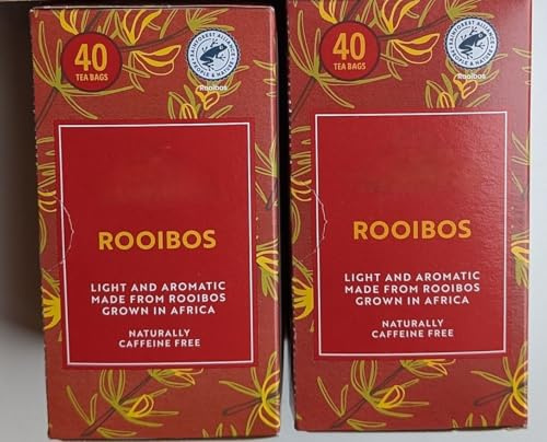 Rooibos Tea Bags, 80 Bags, 2 x 40, Caffeine Free | Naturally caffeine-free red bush herbal infusion, vegan with a light aromatic rooibos taste