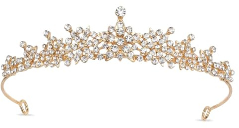 Kristall Krone Damen und Mädchen, Diadem Gold Silber Strass Tiara Haarschmuck für Hochzeit, Geburtstag, Abschlussball, Prinzessin Party