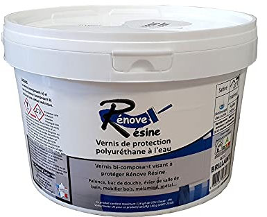 COULEURS D ANTAN Vernis de Protection Faïence, Carrelage, Douche, Baignoire pour peinture résine finition BRILLANT 5m² + Kit d'application