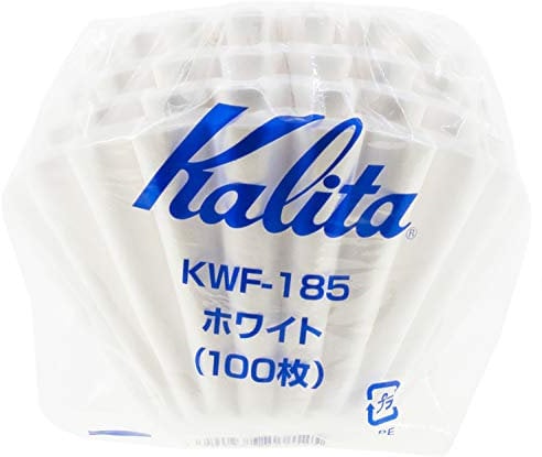 Kalita Lot de 100 filtres à café en papier ondulé - Grande taille - 185 - Fabriqués au Japon - Blanc