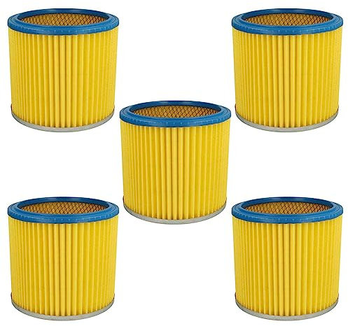 vhbw 5x Faltenfilter kompatibel mit Aqua Vac Gusty 30/50 Staubsauger - Patronenfilter, Blau Gelb