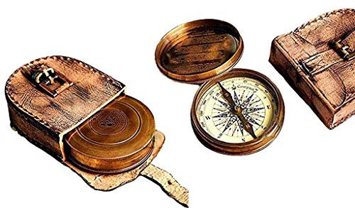 Bussola con poesia Robert Frost da 6,3 cm, con custodia in pelle fatta a mano, stile rustico, vintage, decorazione per la casa