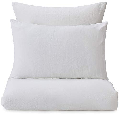 URBANARA Leinen-Bettdeckenbezug Mafalda 100% Leinen, Weiß, 1 Bettbezug – 200cm x 200cm, nur Bettdeckenbezug