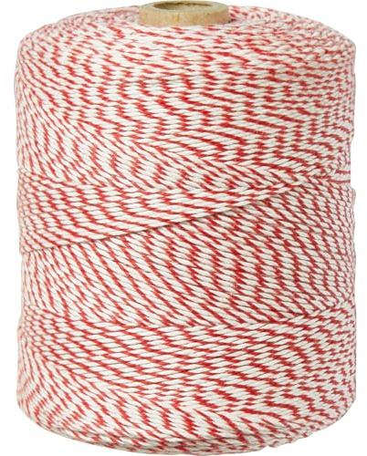 SoldanPlus 360m Baumwolle Schnur rot weiß, 1mm stark, Dekokordel Geschenkband Urkundengarn