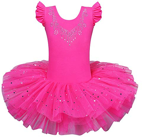 ZNYUNE Fille Tutu Ballet Danse Robe Classique 184 Rose Vif M pour 3-4 Ans