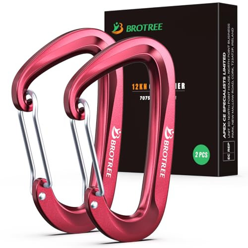 Brotree Moschettone Multiuso 12KN (1200 kg) Pesante Moschettoni Tipo D Alluminio per Amaca, Borse, Zaino, Campeggio
