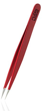 Rubis Pince a epiler pointue - pince à épiler de précision - pincette poils incarnés - rouge