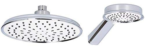 BAKAJI Set Bagno Soffione Doccia Diametro 20 cm + Doccetta 10cm Bagno Vasca Cromato