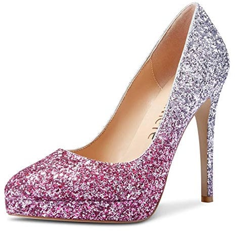 Castamere Scarpe col Tacco Plateau Donna Moda Tacco a Spillo 12CM High Heels Rosa Glitter Scarpe EU 38.5