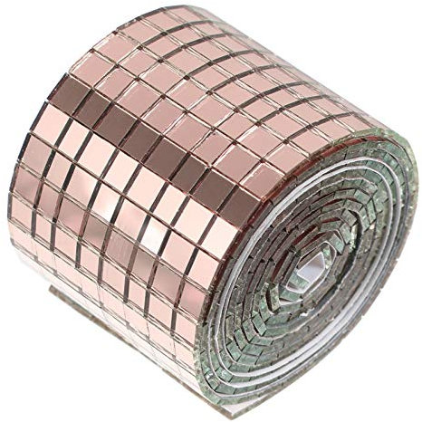 EXCEART Rose Gold Mosaic Wall Stickers Roll Self Adhesive Wall Tiles Peel and Stick Tile Backsplash Decorative DIY Mosaic Tiles Decal for Home Kitchen Bathroom Living Room
