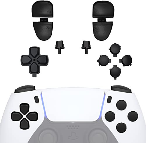 eXtremeRate Knöpfe für ps5 Controller,Ersatz Tasten für Playstation 5,Aktionstasten Thumbsticks Steuerkreuz R1 L1 R2 L2 Triggers Share-Taste Options-Taste-Schwarz