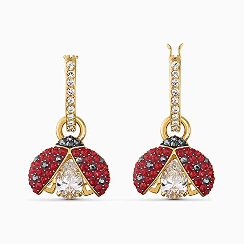 SALAN Modeschmuck Neue Marienkäfer Durchbohrte Ohrringe Goldene Nette Rote Dekorative Kristall Romantische Geschenk Für Frauen