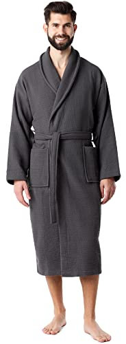 Ladeheid Herren Frottee Bademantel aus 100% Baumwolle Waffelpiqué LA40-226 (Graphite (D07), L)