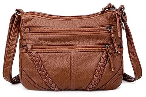 FANDARE Rétro Sac à bandoulière Femmes Sac a Main Impermeable PU Cuir Sacs Portés épaule Besace Sacoche Messenger Téléphone Besace Voyage Sacs Pochette Marron