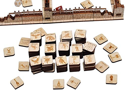 Tischspiel-Spielsteine aus Holz, lasergeschnitten, Fantasie-RPG, Held und Monster, 110 Stück, mehrfarbig