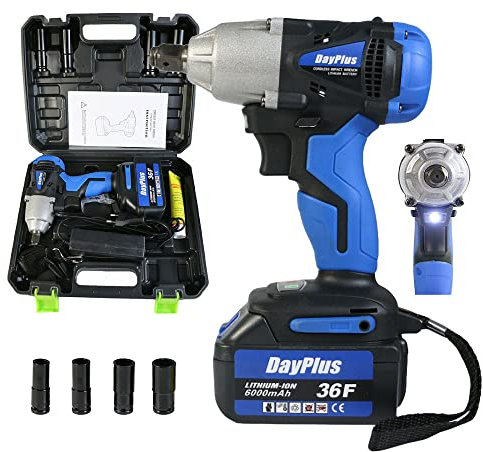 Visseuse à Chocs Brushless 18V Visseuse Électrique sans Fil avec Éclairage LED, Clé à chocs sans fil 420Nm Pistolet à écrou à cliquet 1/2 + Mallette de transport + 1 batterie