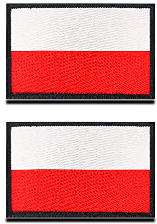 2 St. Polen Flagge Patch - Taktisch Polieren Nationales Emblem, Bestickter Aufnäher mit Verschluss, Militär Bänder für Rucksäcke Football Kleidung Taschen Uniform Weste Jersey