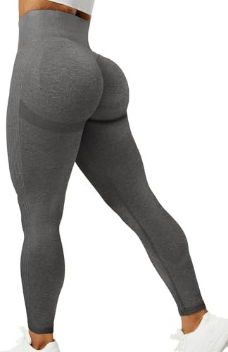 ZAAYO Damen Scrunch Butt Leggings - Seamless Slim Fit Sporthose Yoga Gym Dunkelgrau XS