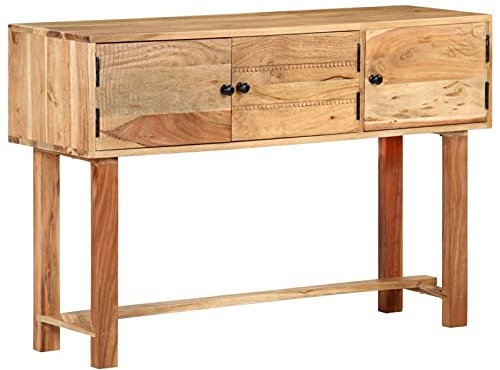 Gecheer Akazienholz Massiv Sideboard mit 3 Türen Schrank Anrichte Kommode Beistellschrank Flurtisch Konsolentisch Frisiertisch 115 x 35 x 75 cm (B x T x H)